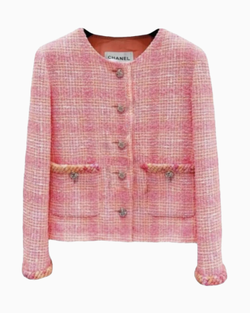 Veste Tweed à Carreaux Rose