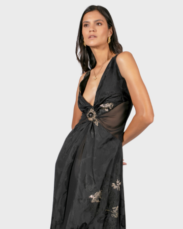 Robe Jacquard Noir et Doré