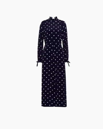 Robe Ruffle collar Polka Dot