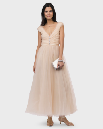 Robe Crystal Tulle Nude