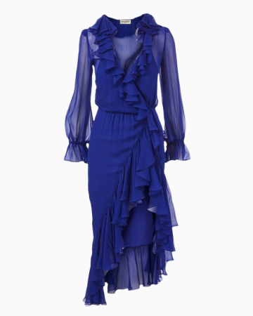 Robe Volants Fluide Bleu Électrique Fw2020