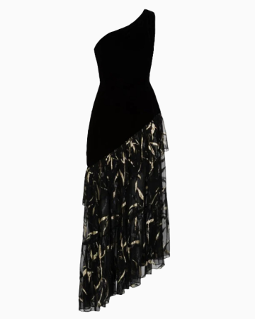 Robe Asymétrique Velours Noir FW1980