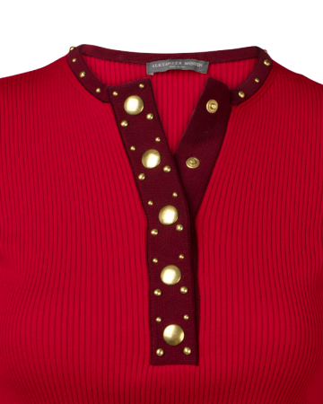 Top Red Knit Henley
