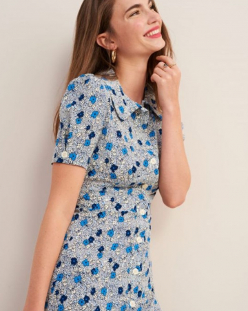 Robe Paloma Pois Fleurette Navy-Exclusivité web