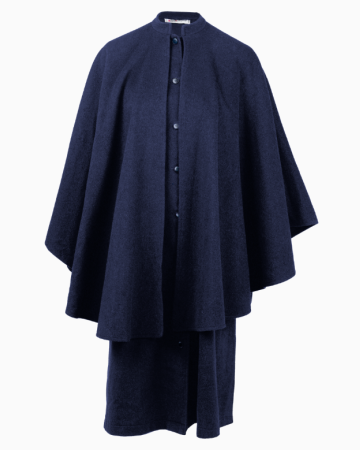Manteau Cape Drapé Bleu Nuit Rive Gauche FW1975-76
