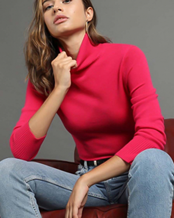Pull Turtle Neck Loose Fuchsia