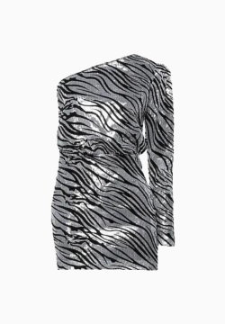 Robe One Shoulder Zebra Sequin