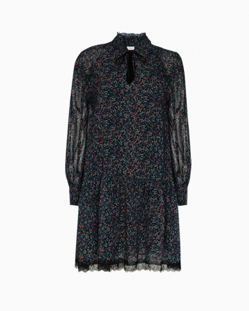 Robe Lace-Trimmed Floral Print