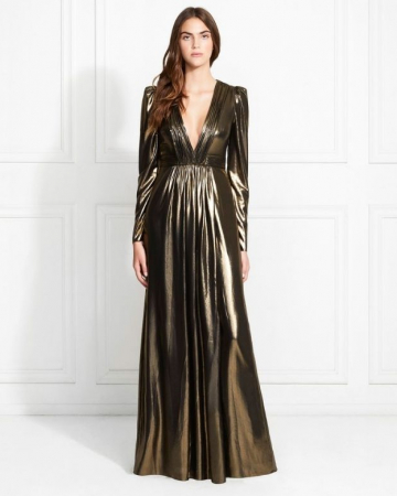 Robe Rosalee Gold Metallic Gown