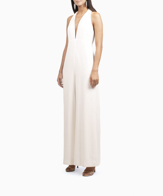 halston heritage metallic jumpsuit